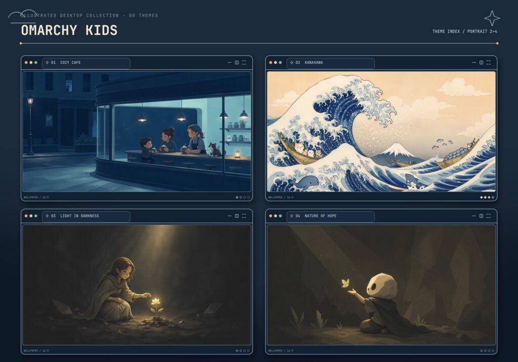 Xdg Desktop Portal Gtk - Six illustrated scenes depicting cozy, adventurous, and scenic - 2026-09-03_14-16-01